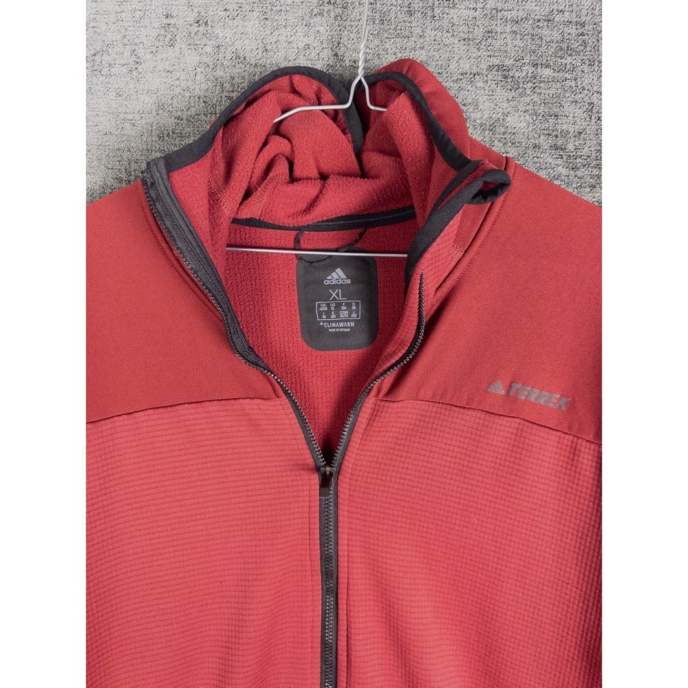Adidas Terrex Hooded Jacket Mens XL Red Full Zip Polartec Athletic